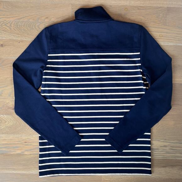 Banana Republic 1/4 Zip Knit Long Sleeve Shirt Nautical Stripe Navy Women Small - Picture 3 of 8